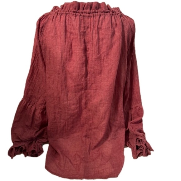 P.S. Love Smocked Cuff Poet Shirt.
NEW. Size Small. Rust/Burgundy Color - Picture 7 of 9